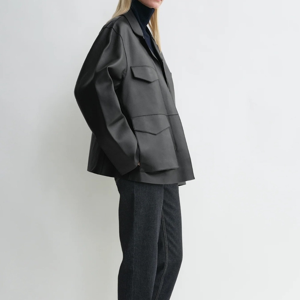 Toteme Army Black Leather Jacket